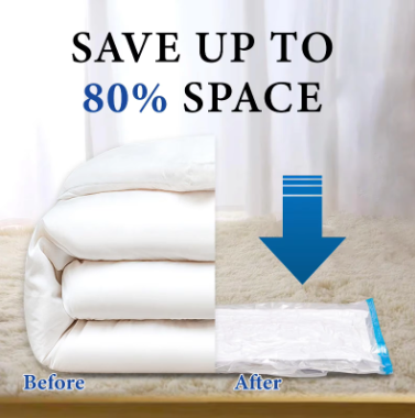 5 Pack Vacuum Storage Bags Travel Saving Package for Pillows Clothes Bedding Foldable Seal Compressed Closet Home Organizer