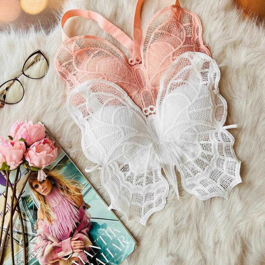 Chic Butterfly Embroidered Lace Women's Bra